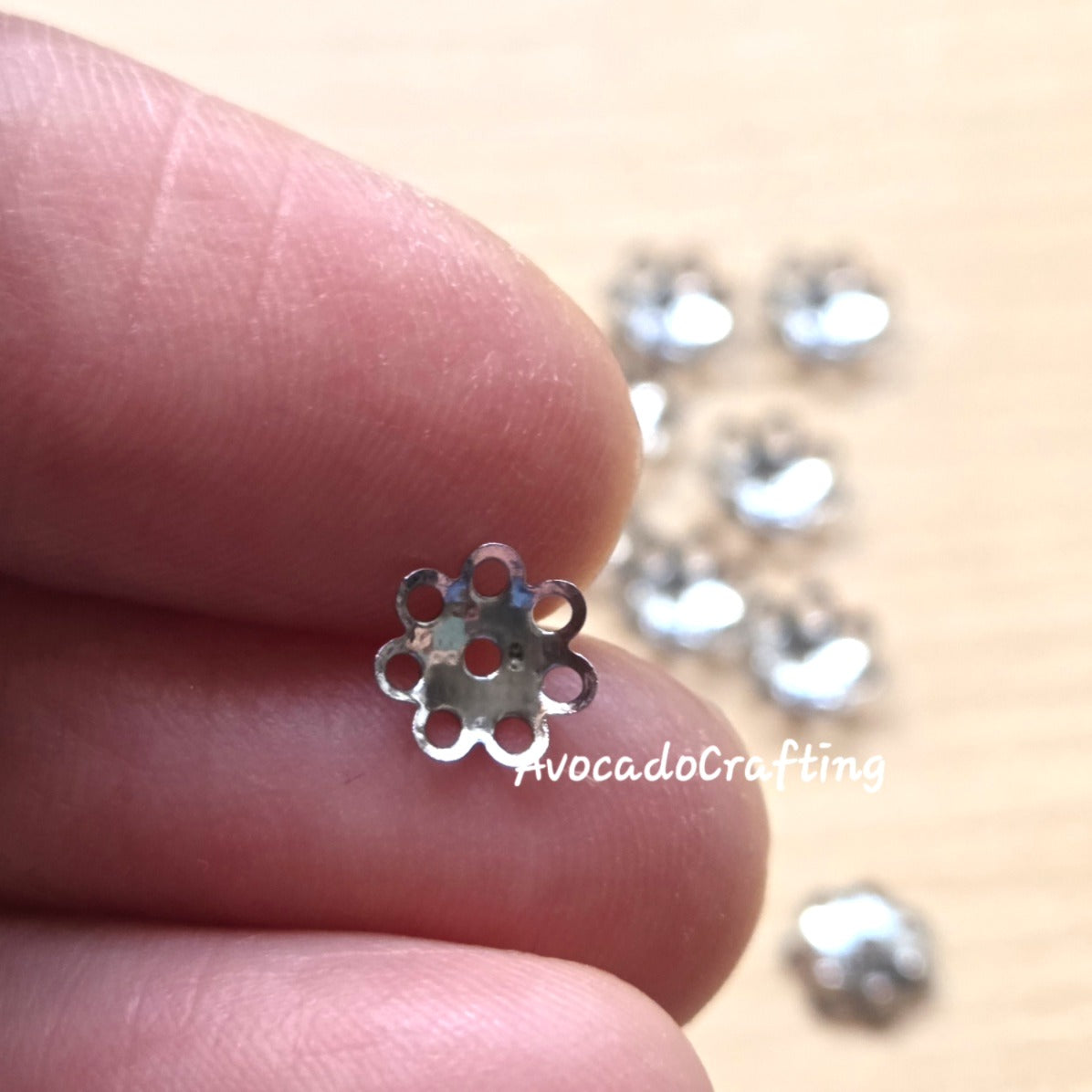 Multi-petal Flower Bead Caps / Stainless Steel / 20 pieces / 7mm / Silver / Jewelry Making