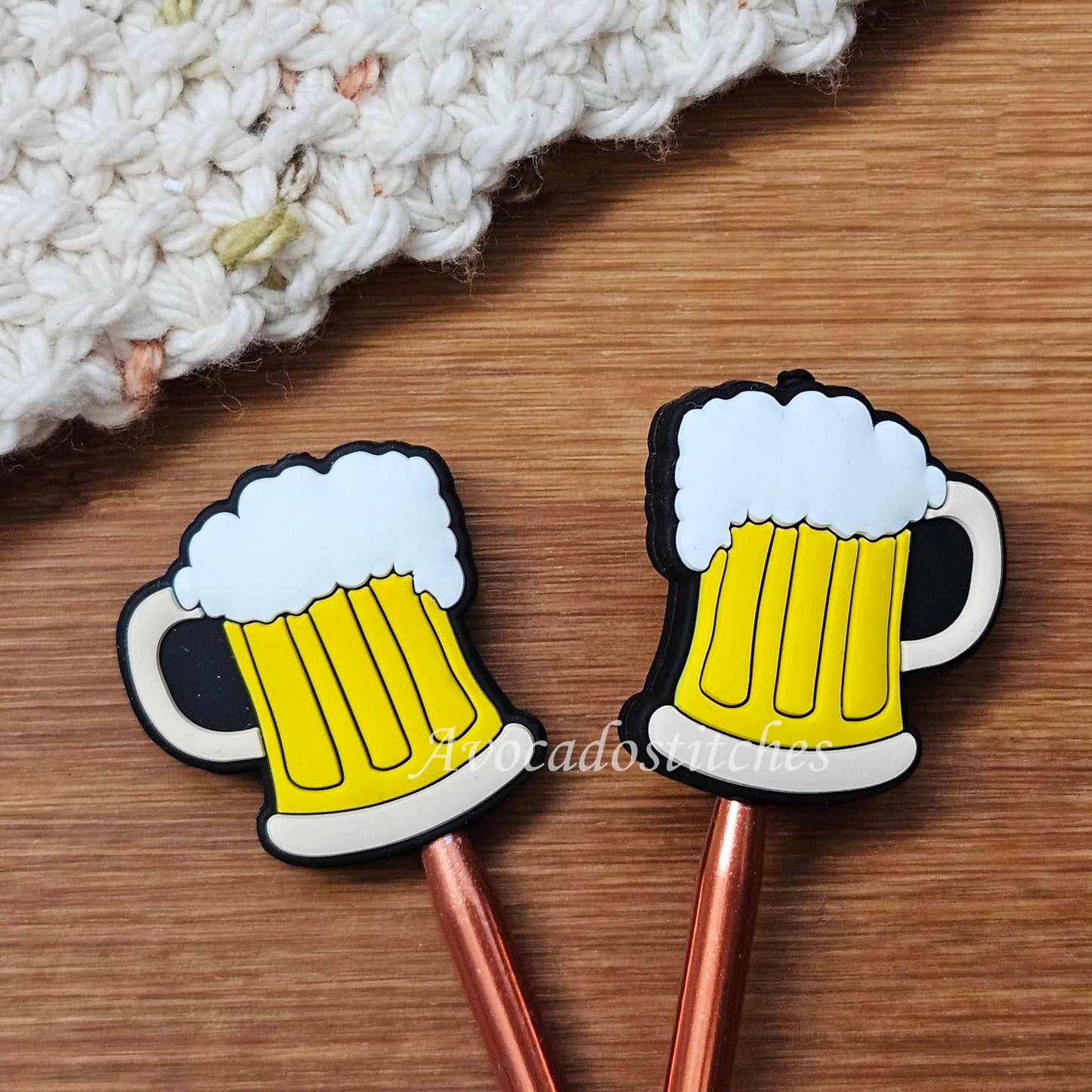 BEER STITCH STOPPERS / 2 pieces / Knitting Needle Stoppers / Point Protection / Notions
