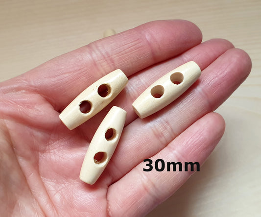 WOODEN TOGGLE BEIGE CREAM / 30-40mm / Wooden Toggle Buttons / Sewing Buttons