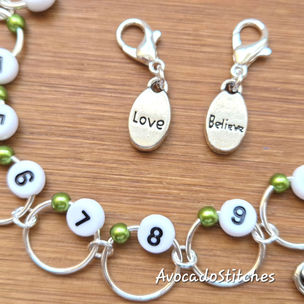 Clearance // BELIEVE IN LOVE Progress Keeper Chain / Numbered Stitch Markers Chain / Row Counter Chain / Knitting Stitch Markers / Notions