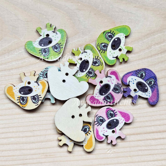 BIG HEAD PUPPY / 30*27mm / 8 buttons / Wooden Buttons / Sewing Buttons