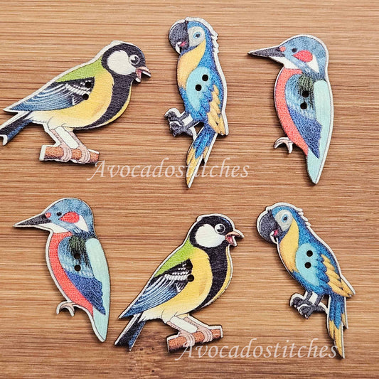 BIRD / Set of 8 buttons / Wooden Buttons / Sewing Buttons