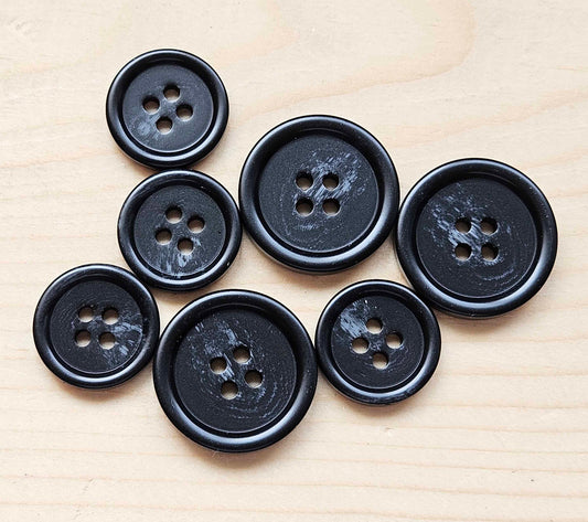 RESIN Black Onyx / 18-23mm / Resin Buttons / Sewing Buttons