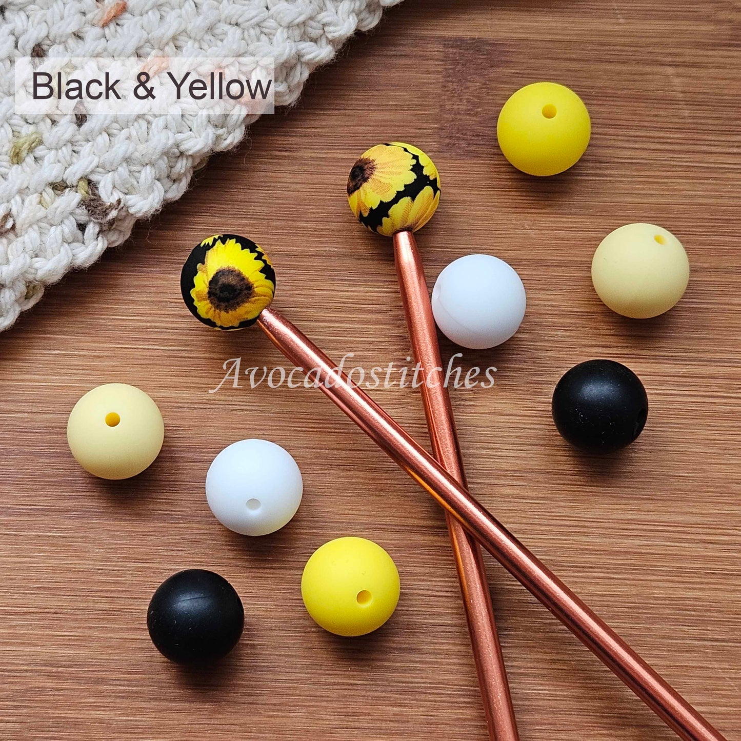 SUNFLOWER Stitch Stoppers (10 pieces) / Knitting Needle Stoppers / Point Protection / Notions