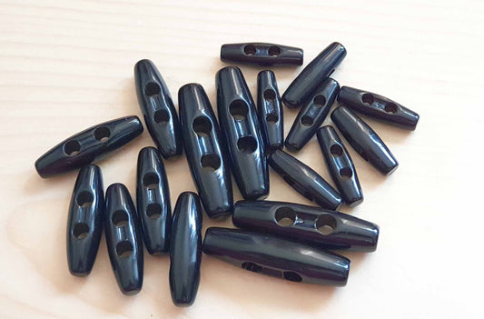 RESIN TOGGLE BLACK / 24-38mm / Resin Buttons / Sewing Buttons