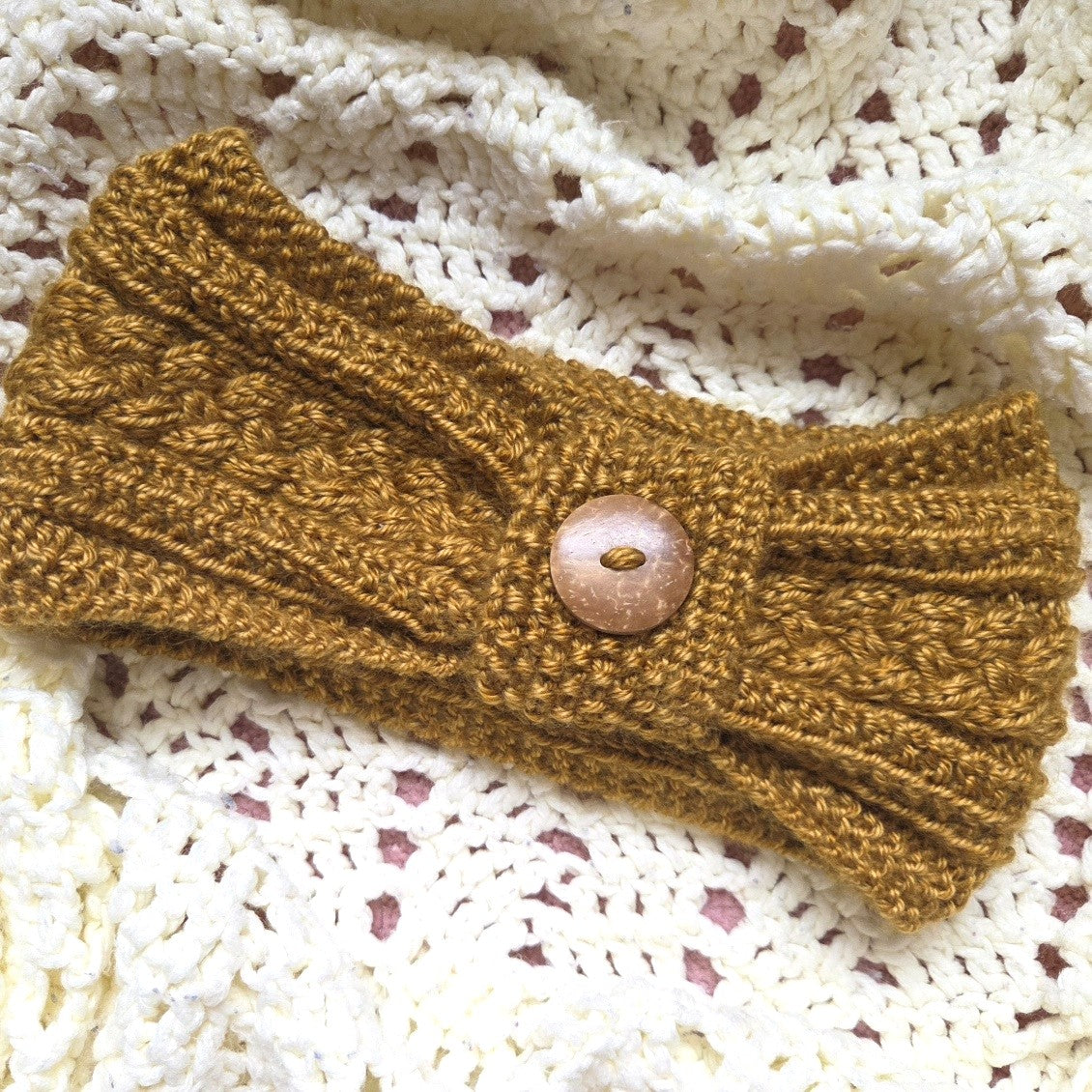 Clearance // BLOSSOM DREAM HEADBAND / Knitting Pattern Sample / Acrylic / 🍁Handmade in Canada🍁