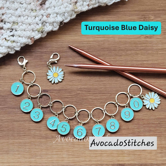 TURTOISE DAISY Progress Keeper Chain / Numbered Stitch Markers Chain / Row Counter Chain / Knitting Stitch Markers / Notions