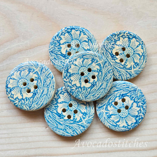 BLUE WHISPER / 30mm - 4 buttons / Wooden Buttons / Sewing Buttons