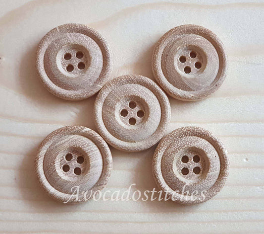 BOXWOOD DOUBLE EDGE UNVARNISHED / 22mm 26mm / 6 buttons / Wooden Buttons / Sewing Buttons
