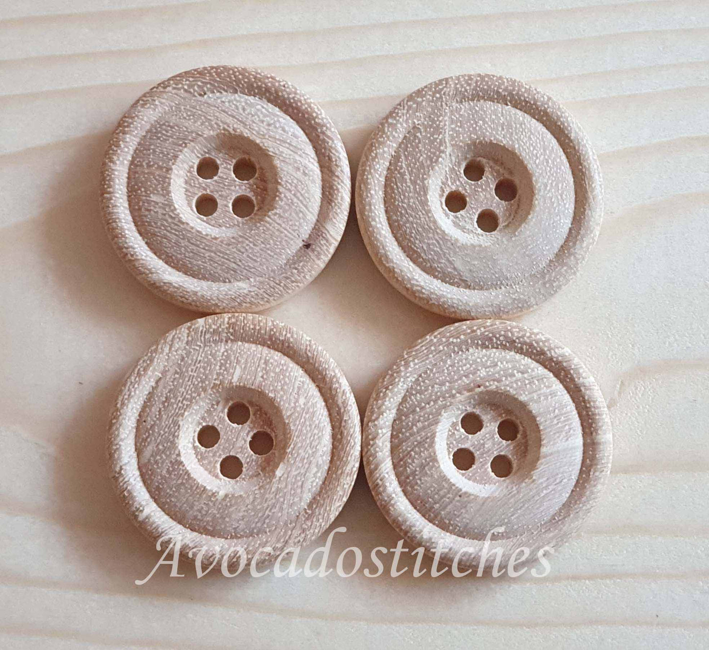 BOXWOOD DOUBLE EDGE UNVARNISHED / 22mm 26mm / 6 buttons / Wooden Buttons / Sewing Buttons
