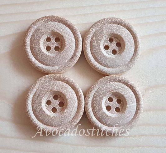 Clearance // DOUBLE EDGE / Boxwood Wooden Buttons / 22-26mm (Set of 6)