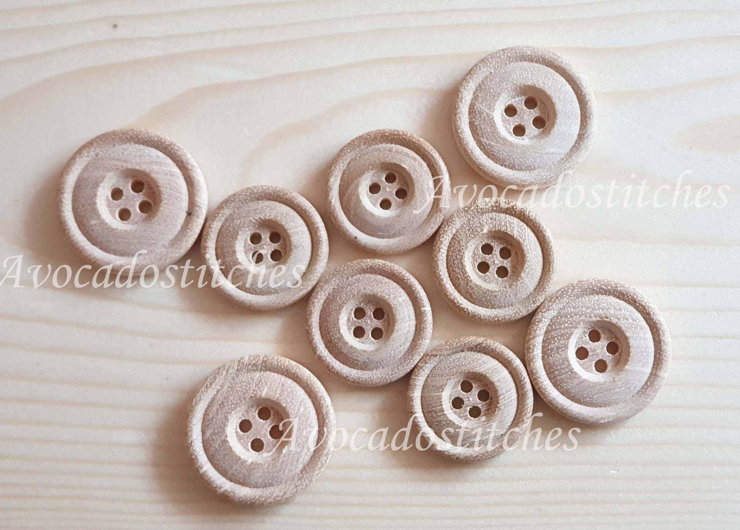 BOXWOOD DOUBLE EDGE UNVARNISHED / 22mm 26mm / 6 buttons / Wooden Buttons / Sewing Buttons