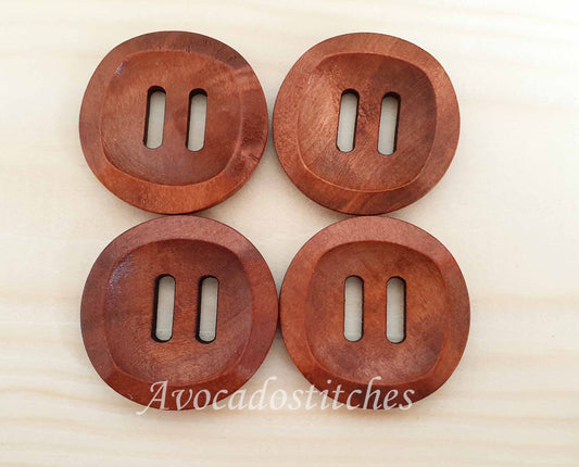 Clearance // BUCKLE / Brown 2-Hole Wooden Buttons / 30mm (Set of 6)