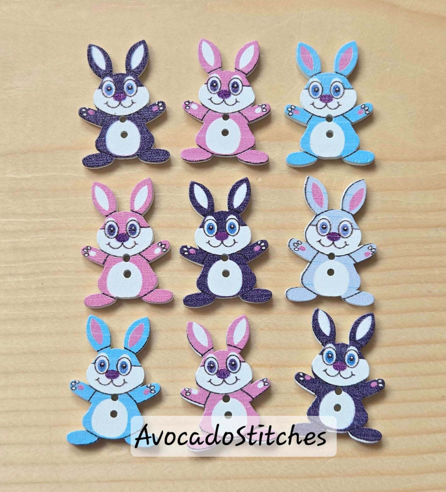 BUNNY / 28*10mm / 8 buttons / Wooden Buttons / Sewing Buttons