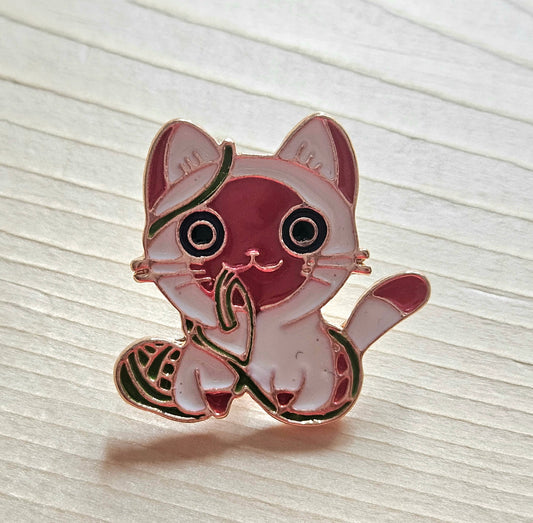 CAT & YARN / Knitter Pin / Hobby Brooches