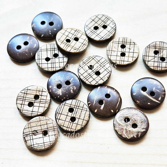 COCO CHECKERS / 12.5mm - 8 buttons / Coconut Buttons / Sewing Buttons