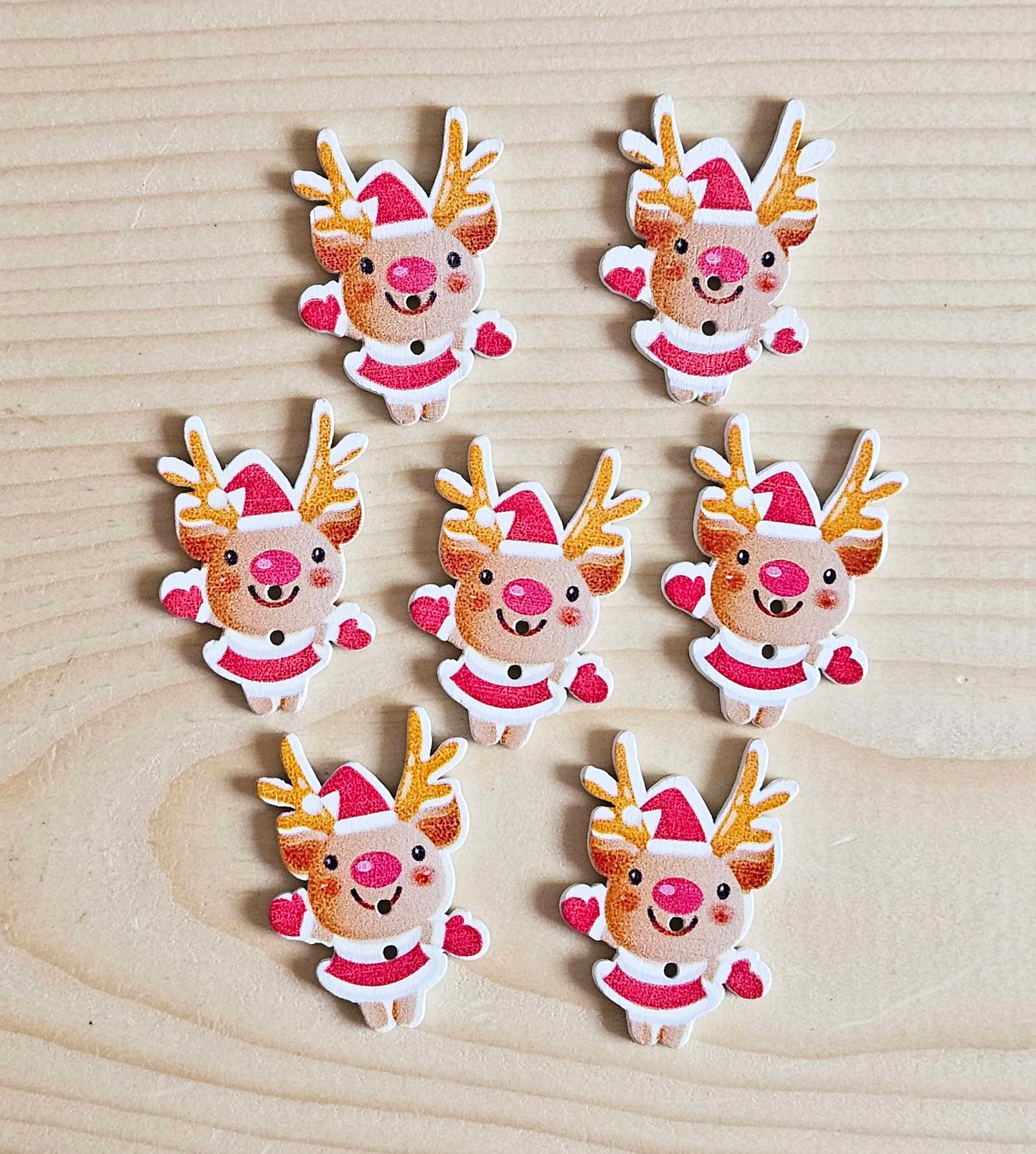 CHRISTMAS DEER / 36*25mm / 8 buttons / Wooden Buttons / Sewing Buttons