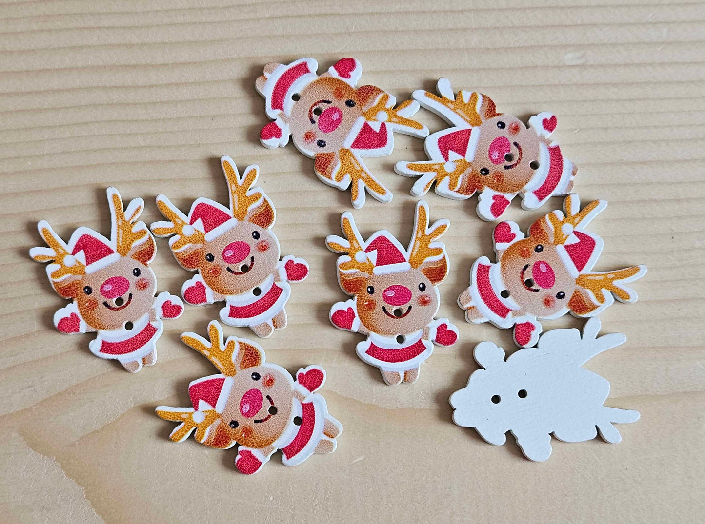CHRISTMAS DEER / 36*25mm / 8 buttons / Wooden Buttons / Sewing Buttons