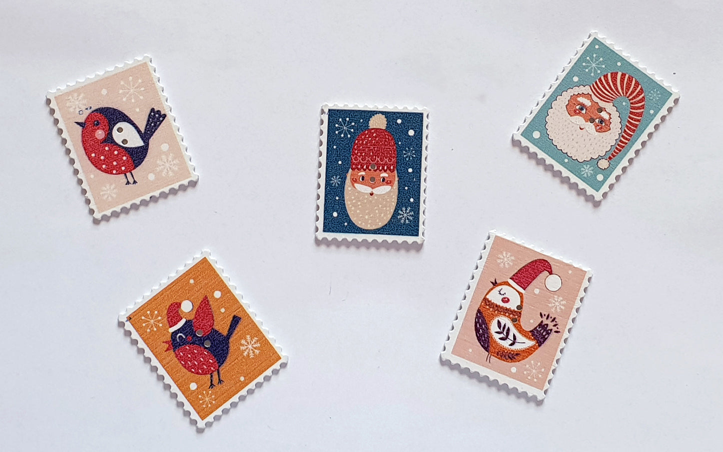 CHRISTMAS STAMPS / 30*37mm / Wooden Buttons / Sewing Buttons