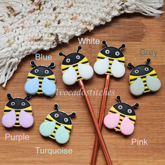 CHUBBY BEE Stitch Stoppers / 2 pieces / Knitting Needle Stoppers / Point Protection / Notions