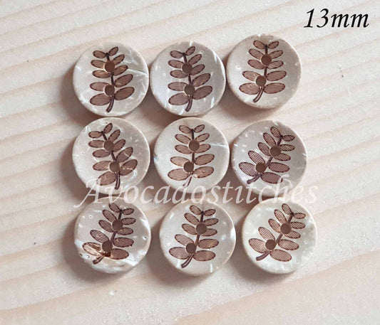 COCO BUTTON FERN / 11-18mm / Coconut Buttons / Sewing Buttons