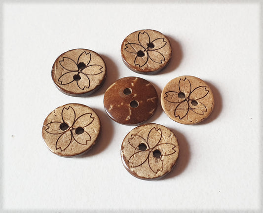 COCO JASMINE / 12.5-15mm / Coconut Buttons / Sewing Buttons