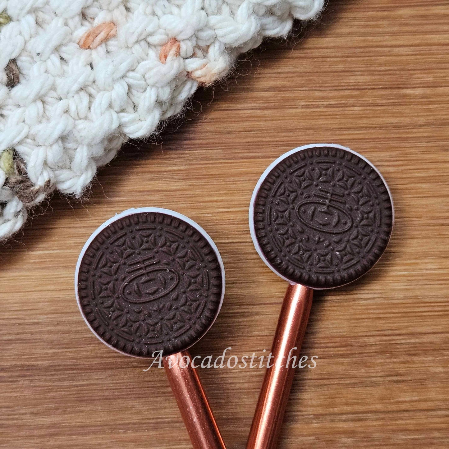 COOKIES STITCH STOPPERS / 2 pieces / Knitting Needle Stoppers / Point Protection / Notions