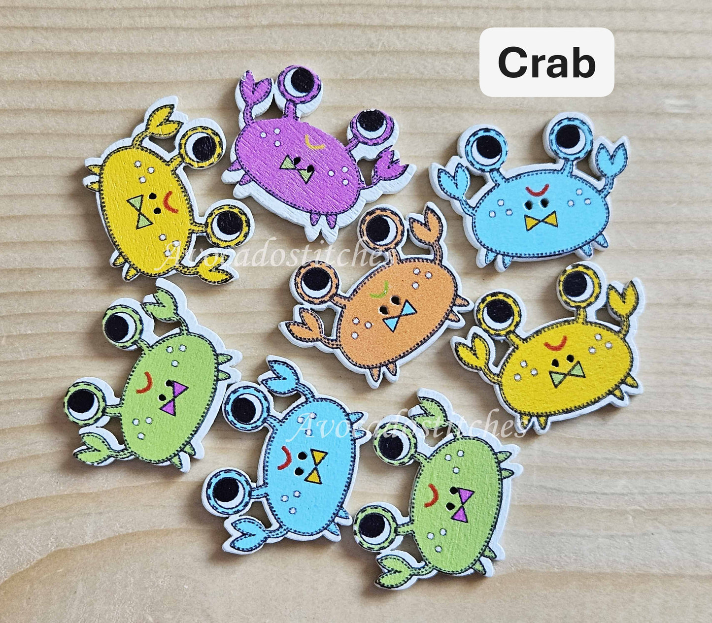 Clearance // CRAB / 8 buttons / Wooden Buttons / Sewing Buttons