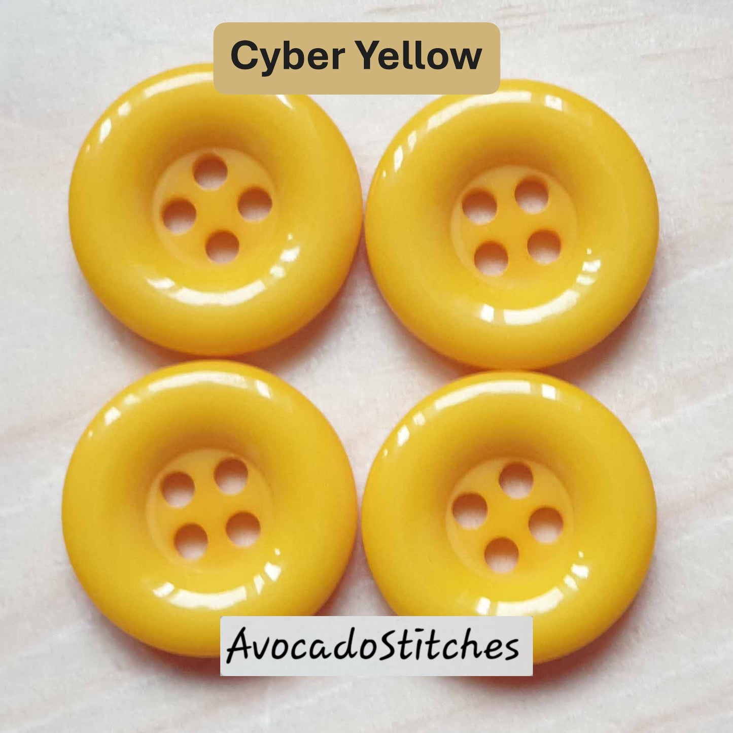 Clearance // THICK EDGE RESIN Cyber Yellow / 15-18mm / 8 buttons / Resin Buttons / Sewing Buttons