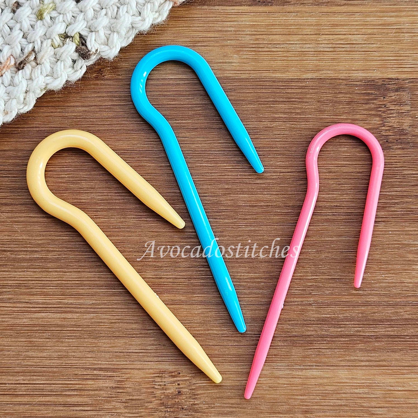 CABLE NEEDLES U shaped - 3 pieces / Stitch Holders / Plastic Cable Needles / Knitting Notions