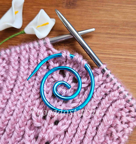 METALLIC BLUE SPIRAL Cable Needle (aluminium) / Stitch Holder / Knitting Crochet Notions