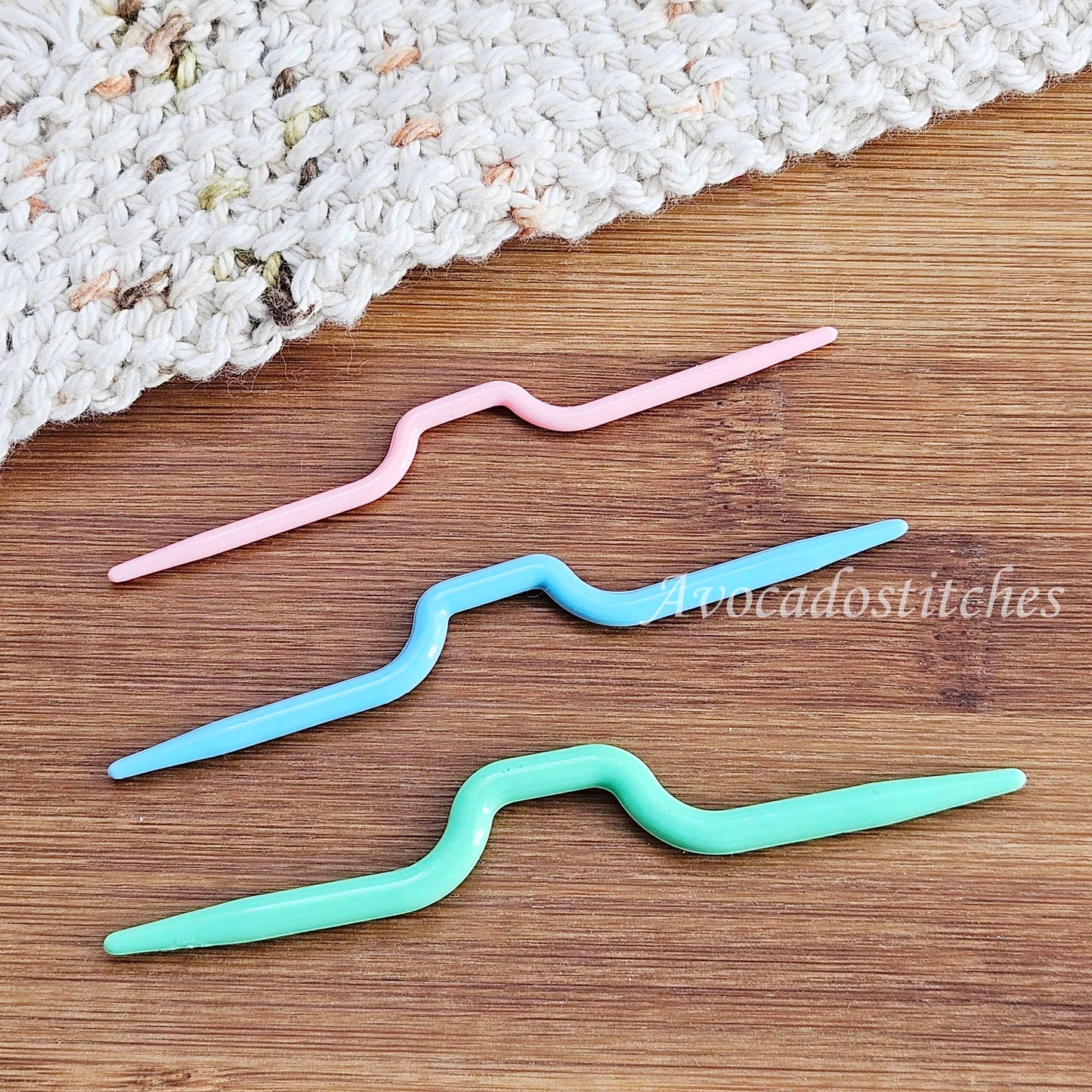 CABLE NEEDLES - 3 pieces / Stitch Holders / Plastic Cable Needles / Knitting Accessories