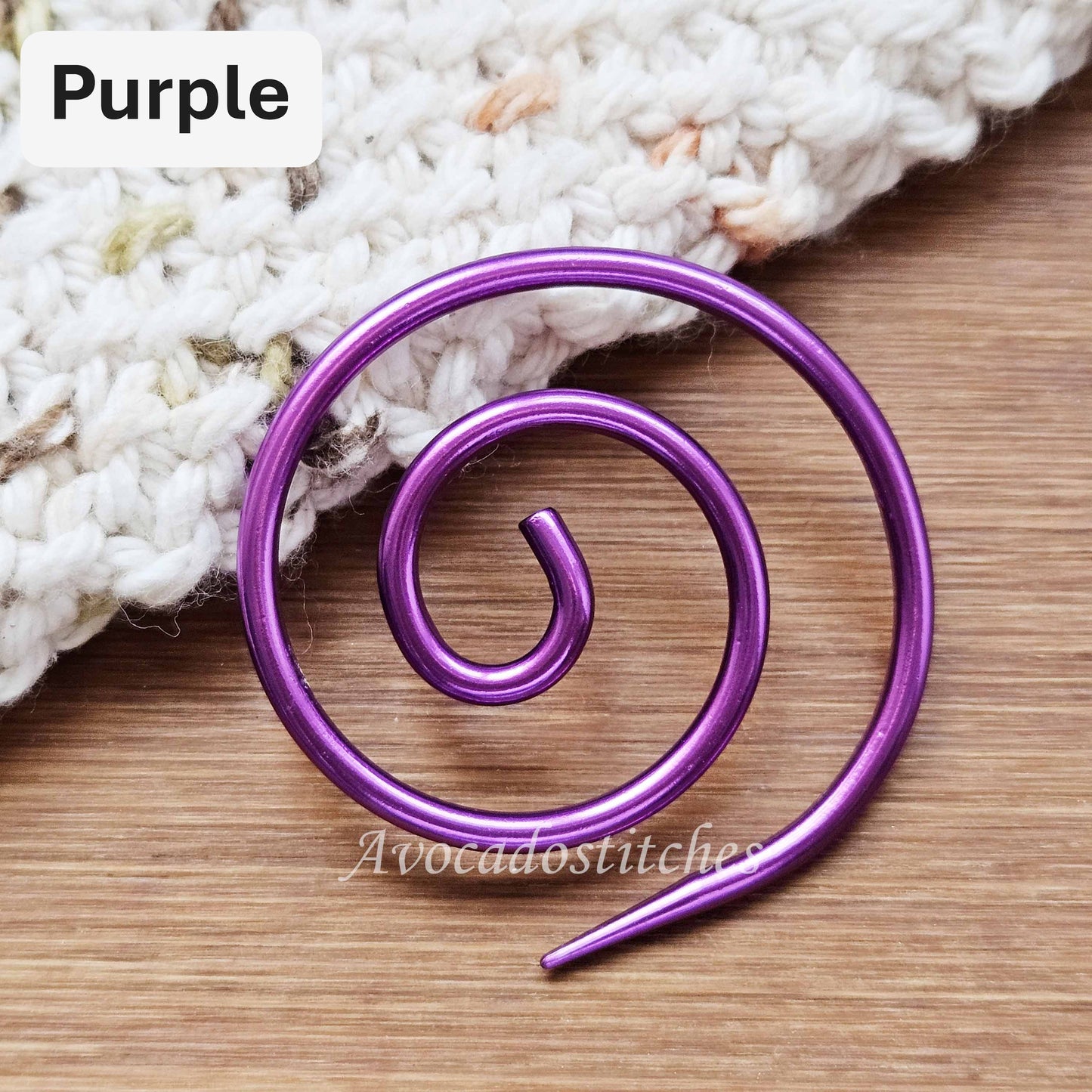 VIVID SPIRAL Cable Needle (aluminum) / Stitch Holder / Knitting Crochet Notions