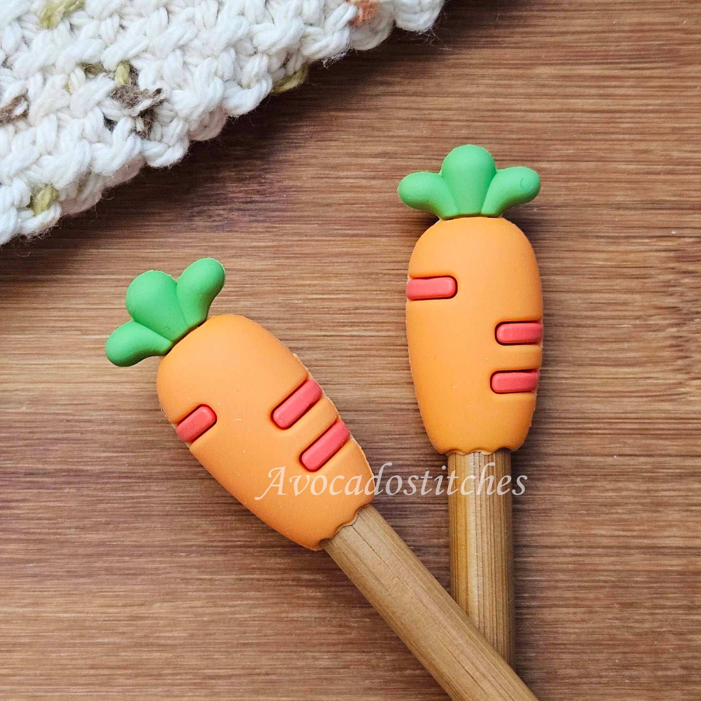 CARROTS Stitch Stoppers / 2 pieces / Knitting Needle Stoppers / Point Protection / Notions