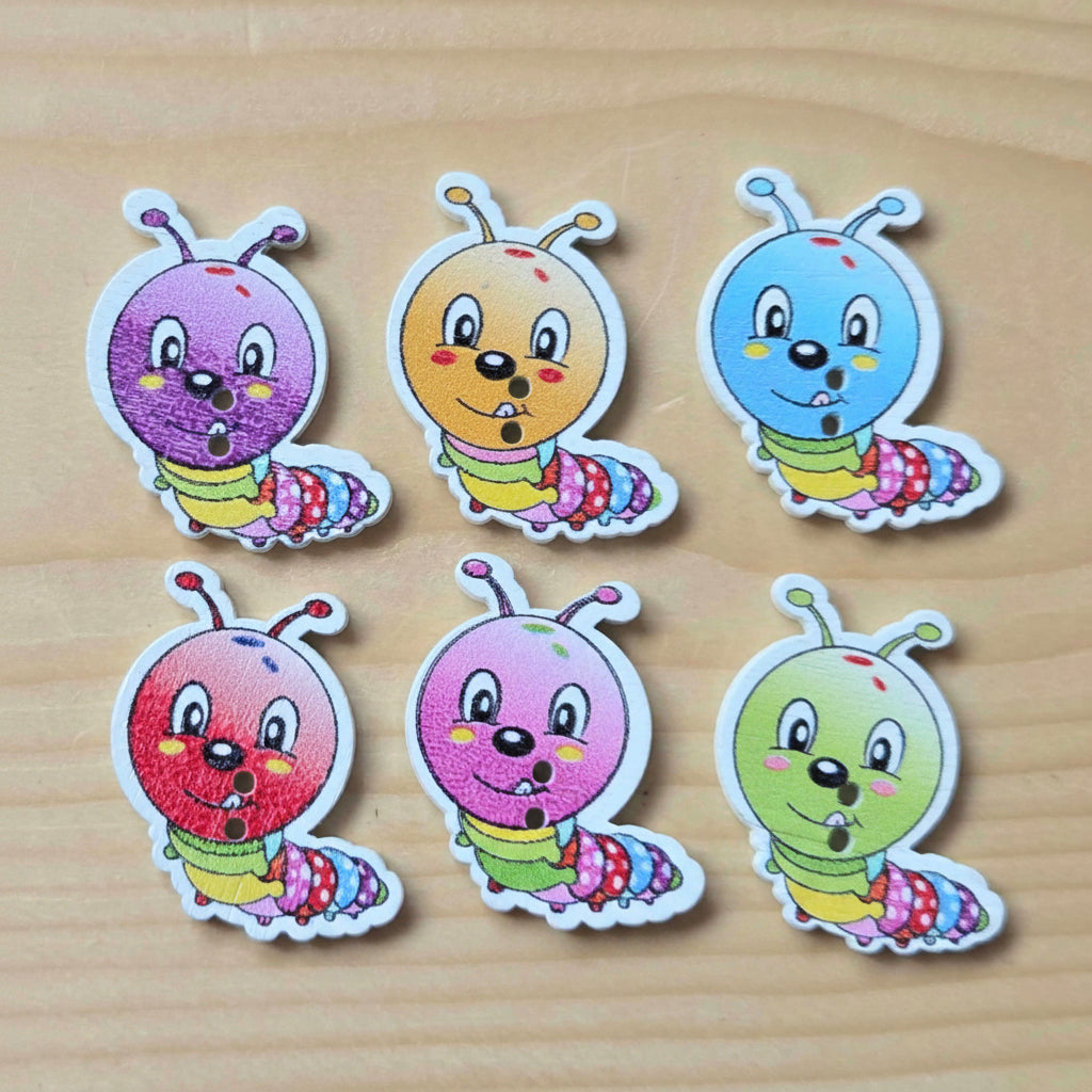 Clearance // Caterpillar / Wooden Buttons (Set of 8)