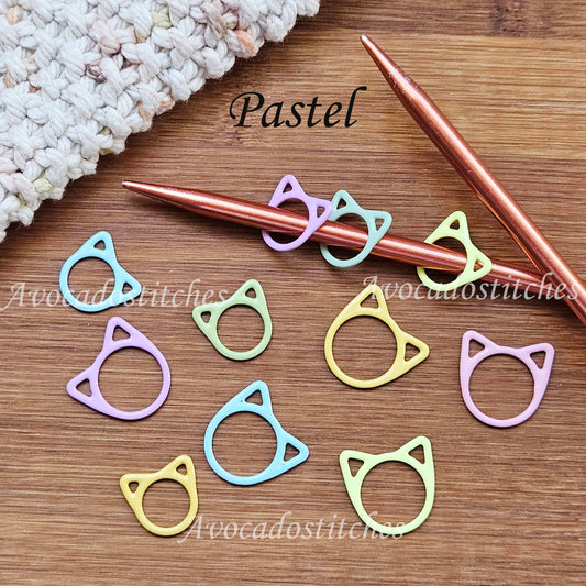 RAINBOW CAT Stitch Markers / 8 pcs / Snag Free Stitch Markers / Knitting Stitch Markers / Notions