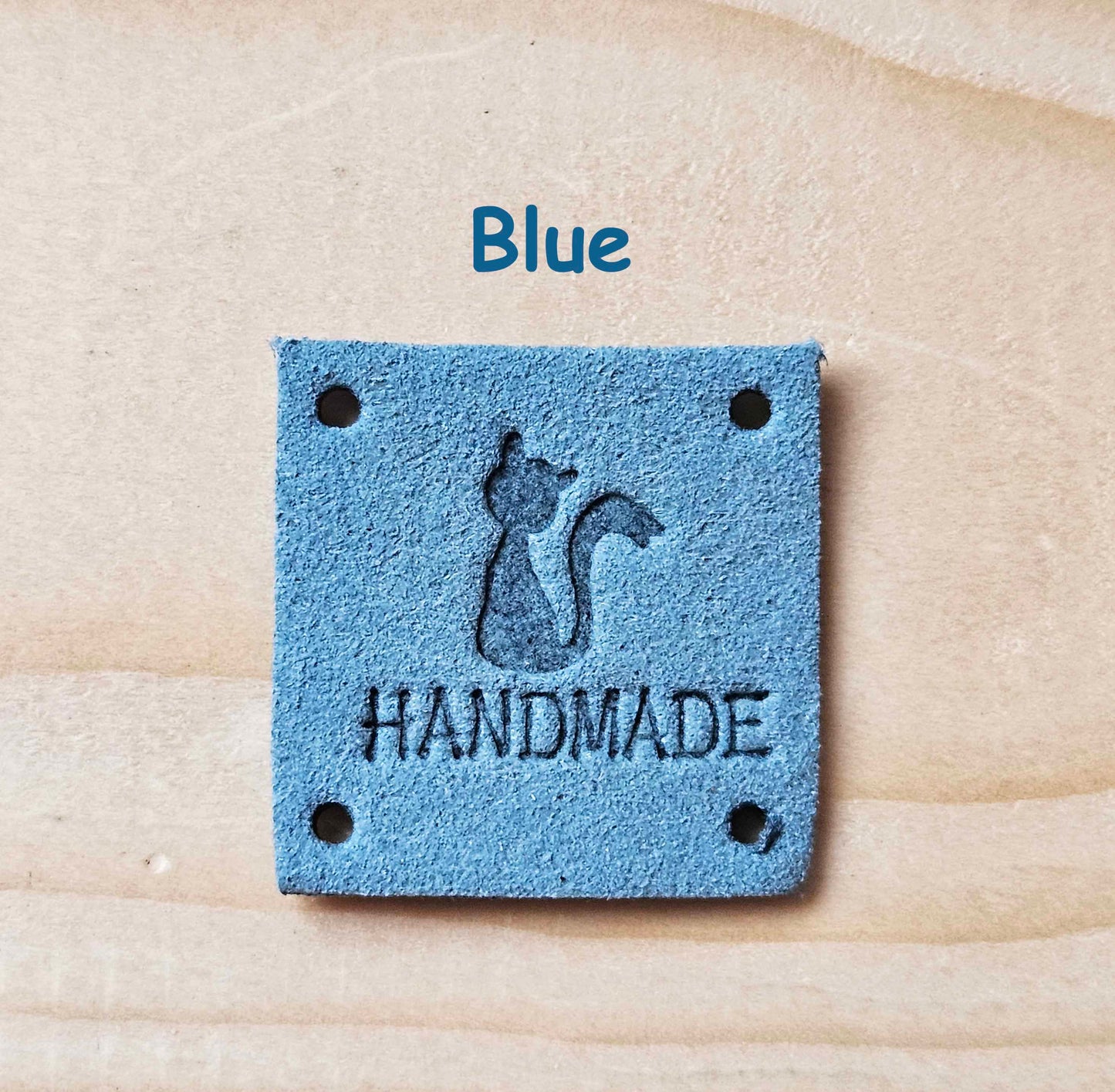 CAT HANDMADE SQUARE Labels / Set of 5 / Faux Suede Labels / Handmade Tags / Garment Labels