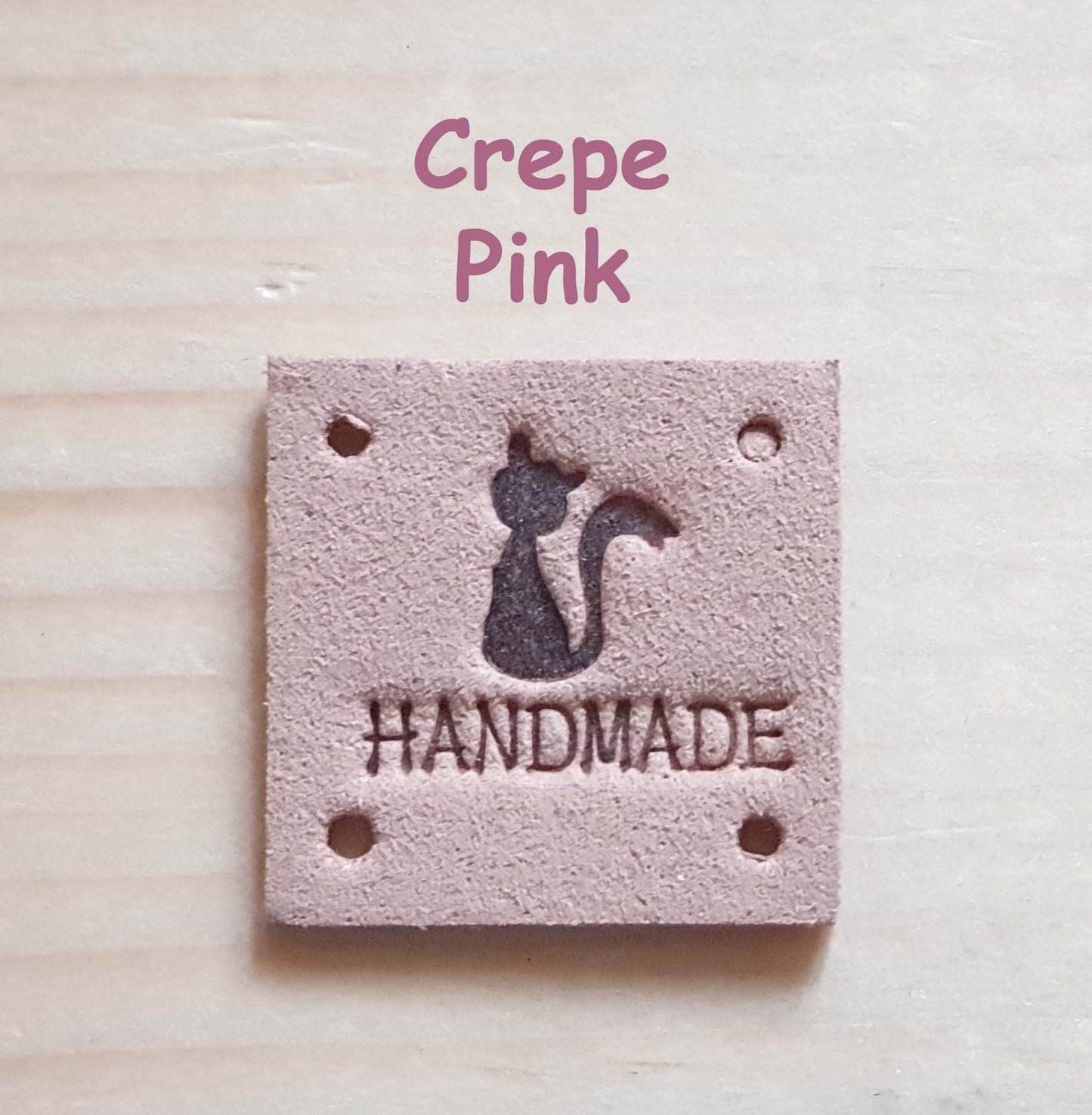 CAT HANDMADE SQUARE Labels / Set of 5 / Faux Suede Labels / Handmade Tags / Garment Labels