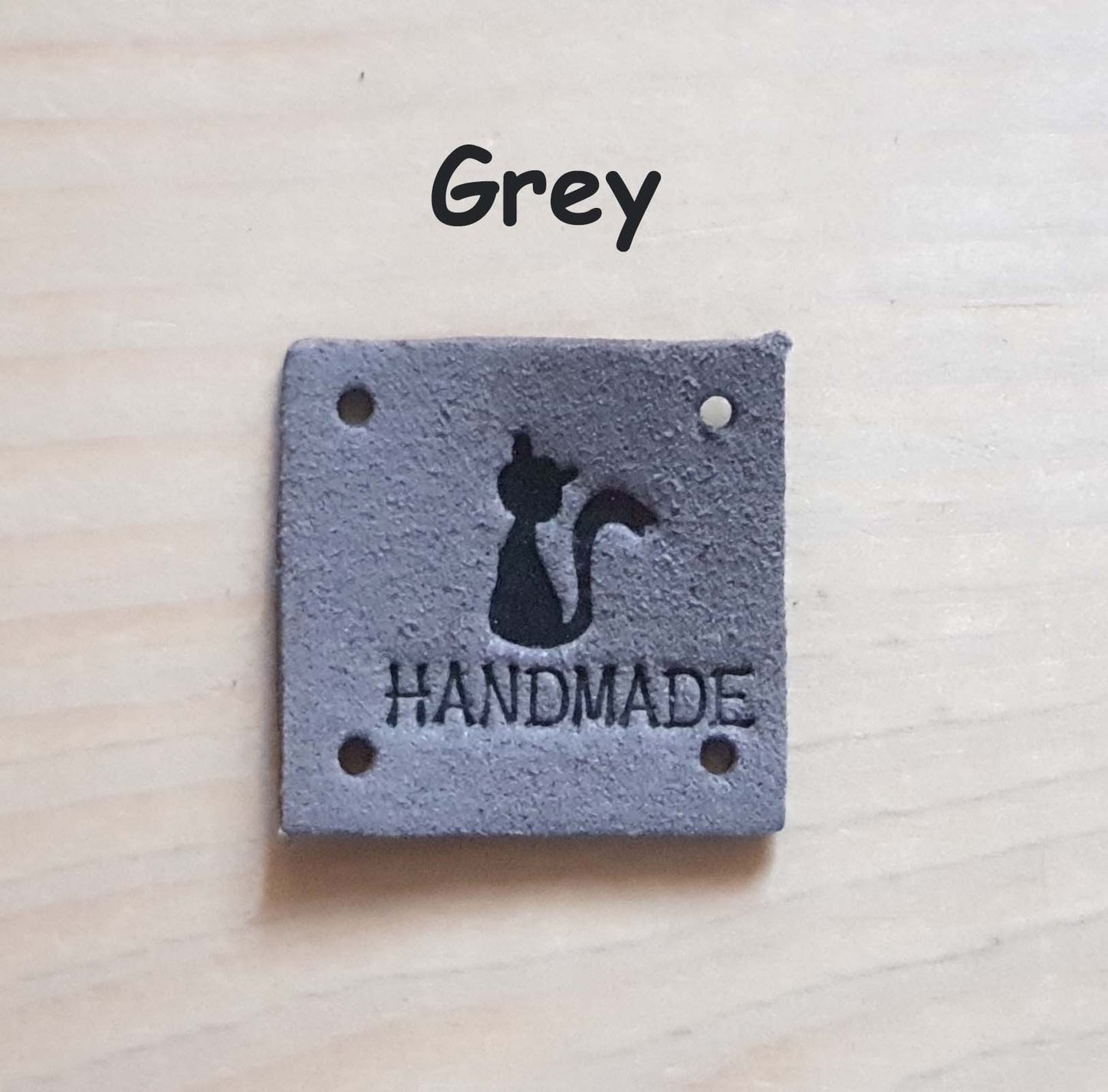 CAT HANDMADE SQUARE Labels / Set of 5 / Faux Suede Labels / Handmade Tags / Garment Labels