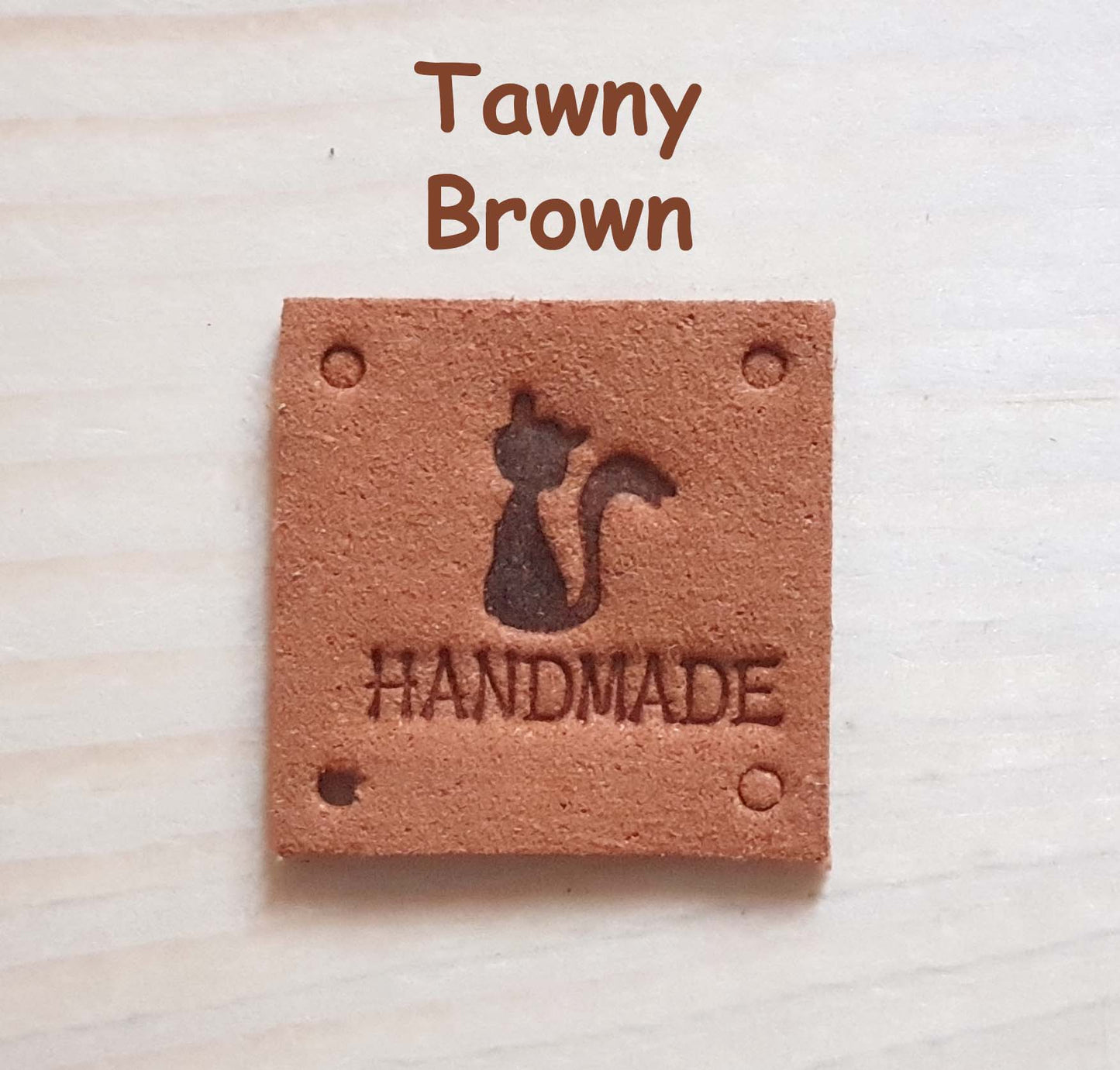 CAT HANDMADE SQUARE Labels / Set of 5 / Faux Suede Labels / Handmade Tags / Garment Labels