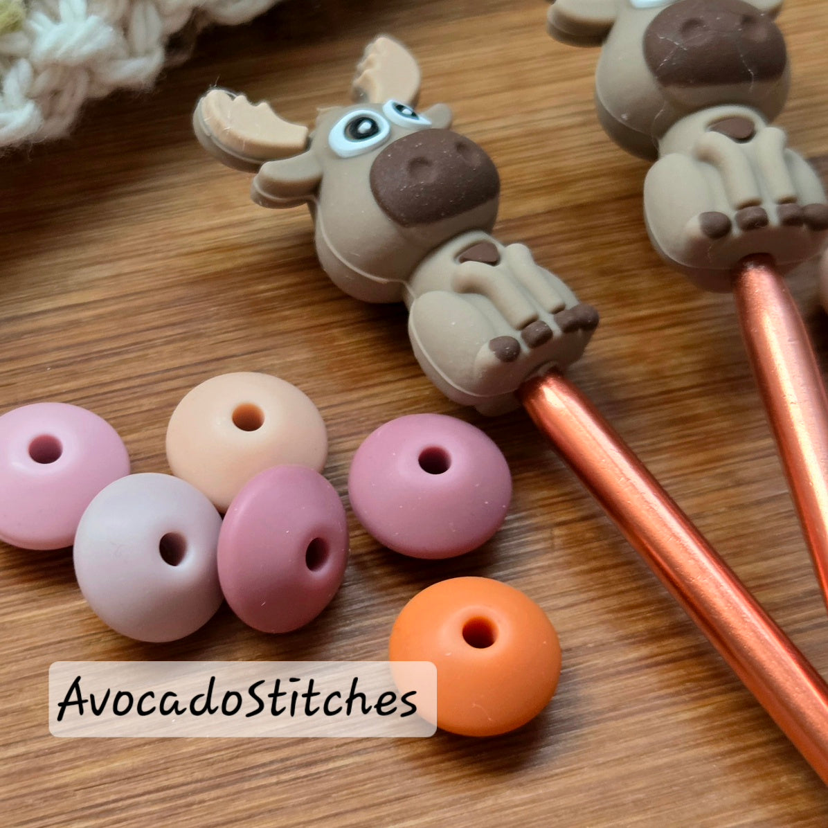 CHEEKY MOOSE STITCH STOPPERS / Knitting Needle Toppers / Notions