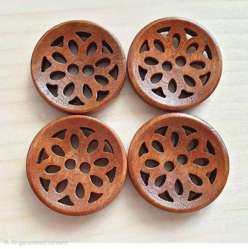 CHERRY BLOSSOM / Brown 2-Hole Wooden Buttons / 20mm (Set of 6)