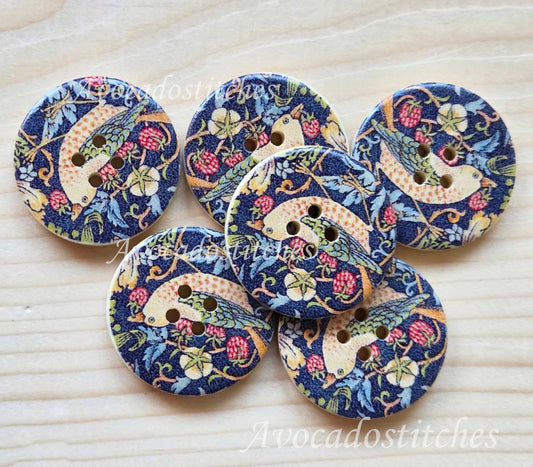 CHIRPING SONGBIRD / 30mm - 4 buttons / Wooden Buttons / Sewing Buttons (#exl)