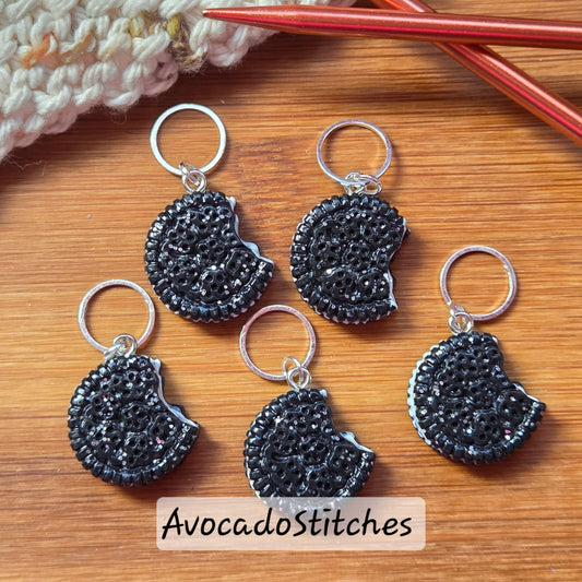 CHOCOLATE COOKIES – 5 Pieces / Knitting Crochet Stitch Markers / Notions