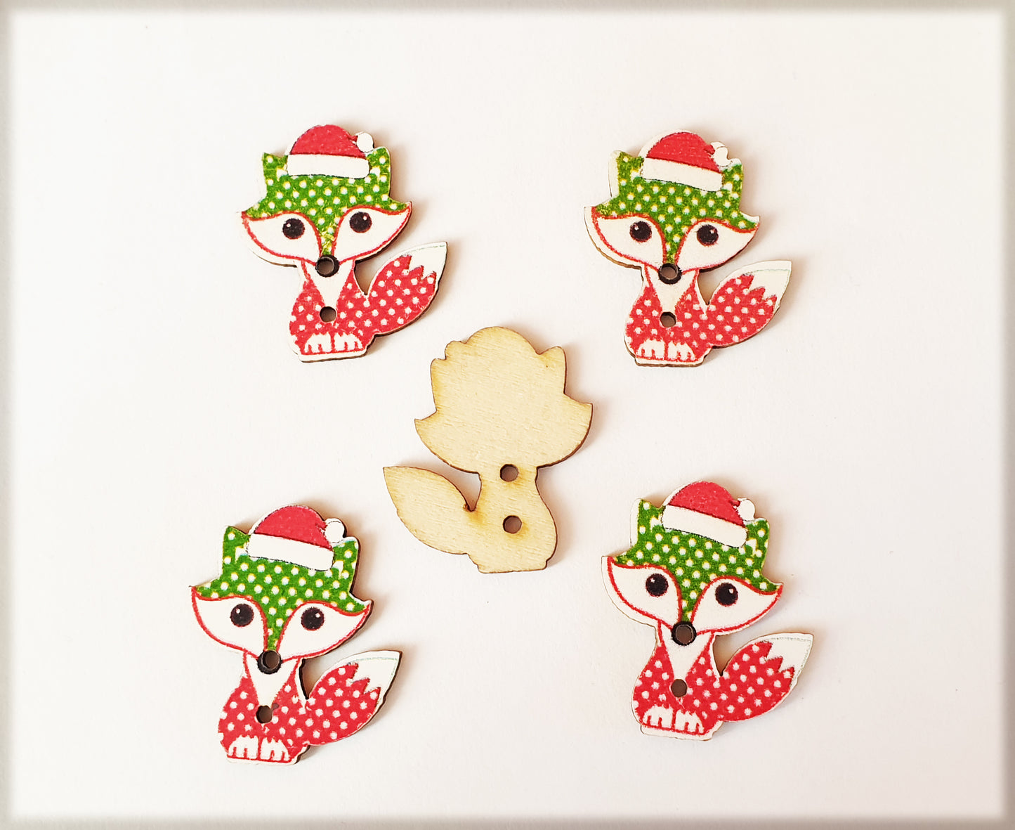 CHRISTMAS FOX / 30*25mm / Wooden Buttons / Sewing Buttons