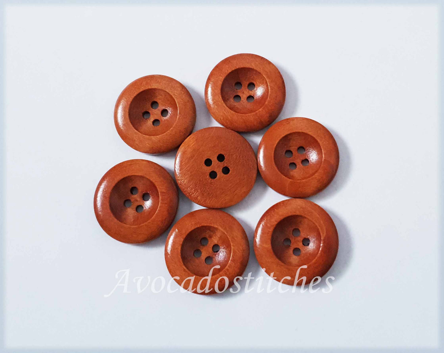 THICK EDGE 4-HOLE CINNAMON BROWN / 25mm / Wooden Buttons / Orange Brown Buttons / Sewing Buttons