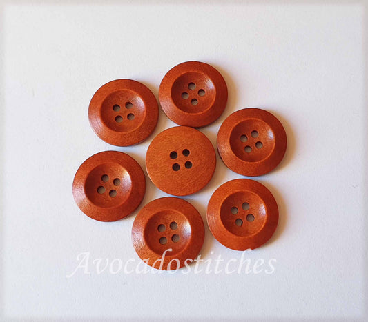 WEDGE EDGE Cinnamon Brown / 15-23mm / Orange Brown / Wooden Buttons / Sewing Buttons