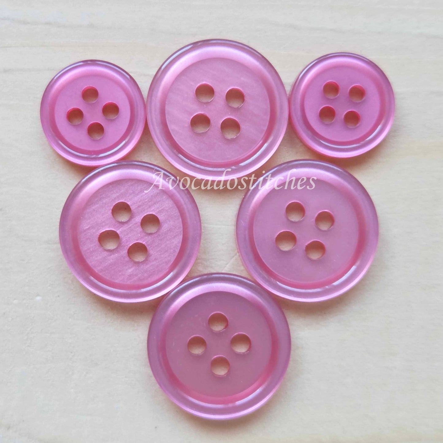 ROSE PINK / Classic 4-Hole Resin Buttons / 11.5-15mm / Set of 20 buttons / Small Buttons / Shirt Buttons / Sewing Buttons
