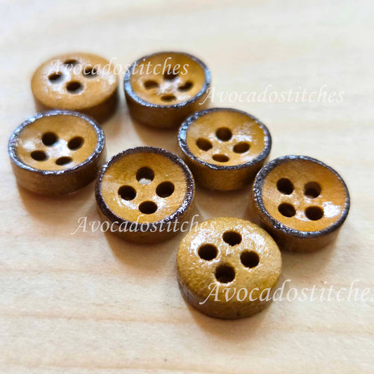 COFFEE EDGE MINI / 9mm (mini) / Set of 8 buttons / Wooden Buttons / Sewing Buttons