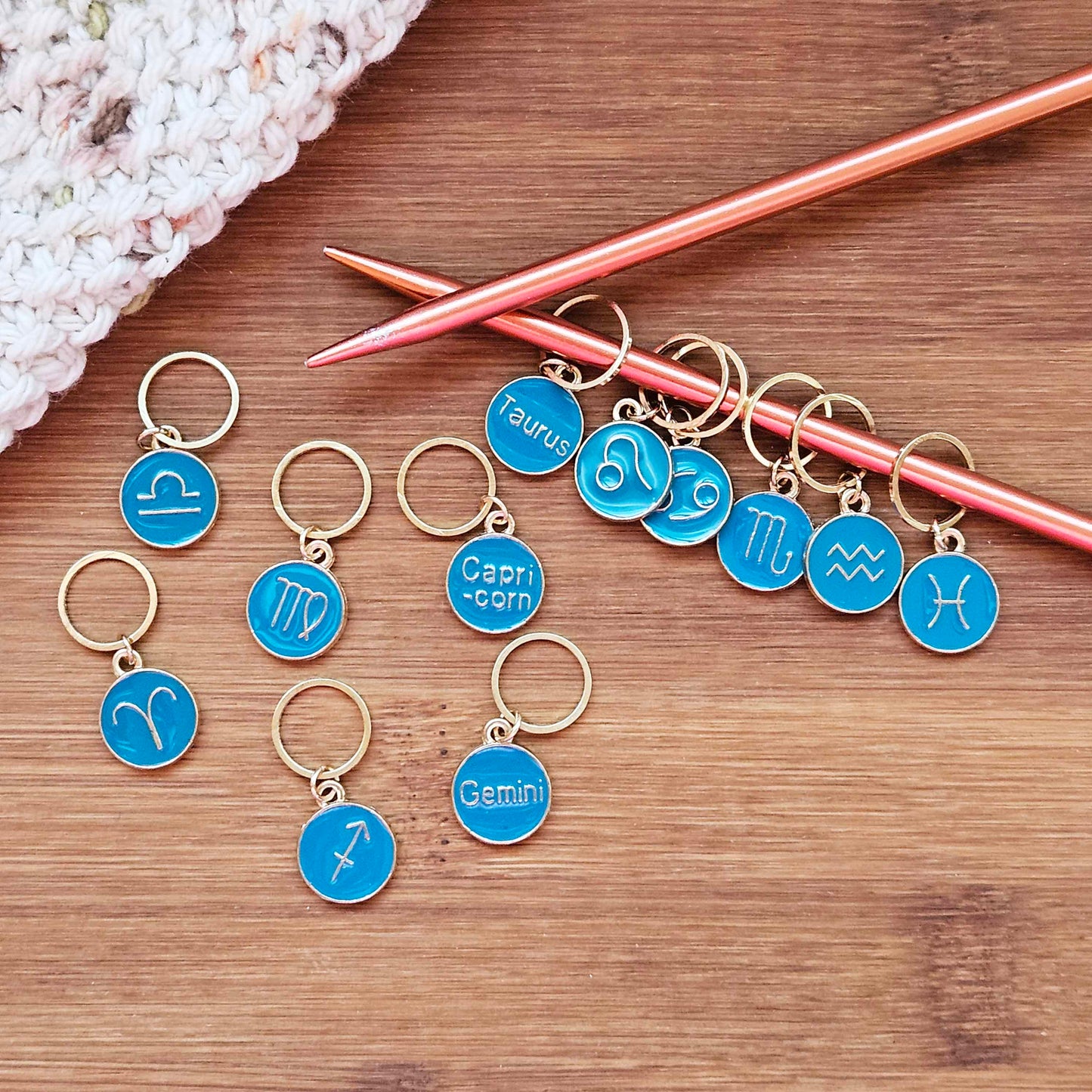 12 CONSTELLATIONS - Teal / 12 pieces / Knitting Stitch Markers / Knitting Notions